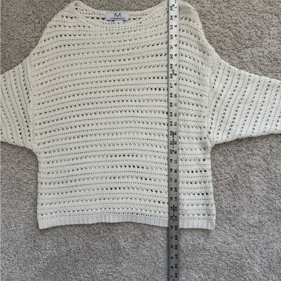 Magaschoni Cream Boat Neck Open Knit  Crochet-Like Pattern Medium - Picture 6 of 6